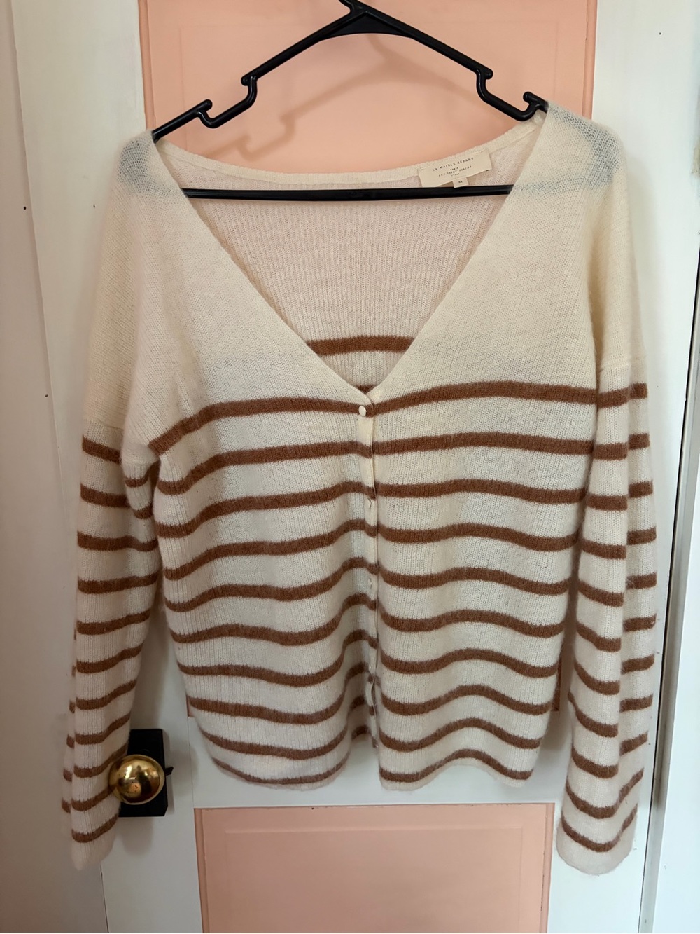 Sézane Cardigan Sweater - wool gold stripe